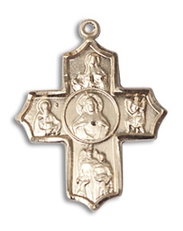 [5719GF] 14kt Gold Filled Sacred Heart 5-Way Medal