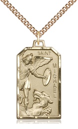 [5720GF/24GF] 14kt Gold Filled Saint Michael the Archangel Pendant on a 24 inch Gold Filled Heavy Curb chain