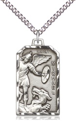 [5720SS/24SS] Sterling Silver Saint Michael the Archangel Pendant on a 24 inch Sterling Silver Heavy Curb chain