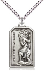 [5721SS/24SS] Sterling Silver Saint Christopher Pendant on a 24 inch Sterling Silver Heavy Curb chain