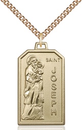[5722GF/24GF] 14kt Gold Filled Saint Jospeh Pendant on a 24 inch Gold Filled Heavy Curb chain