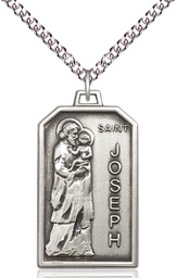 [5722SS/24SS] Sterling Silver Saint Jospeh Pendant on a 24 inch Sterling Silver Heavy Curb chain