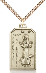 [5724GF/24GF] 14kt Gold Filled Saint Francis Pendant on a 24 inch Gold Filled Heavy Curb chain