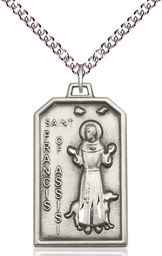 [5724SS/24SS] Sterling Silver Saint Francis Pendant on a 24 inch Sterling Silver Heavy Curb chain