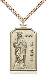 [5725GF/24GF] 14kt Gold Filled Saint Jude Pendant on a 24 inch Gold Filled Heavy Curb chain