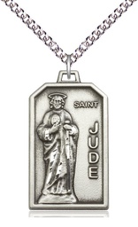 [5725SS/24SS] Sterling Silver Saint Jude Pendant on a 24 inch Sterling Silver Heavy Curb chain