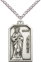 [5725SS/24SS] Sterling Silver Saint Jude Pendant on a 24 inch Sterling Silver Heavy Curb chain