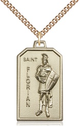 [5726GF/24GF] 14kt Gold Filled Saint Florian Pendant on a 24 inch Gold Filled Heavy Curb chain