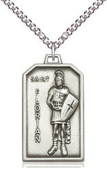 [5726SS/24SS] Sterling Silver Saint Florian Pendant on a 24 inch Sterling Silver Heavy Curb chain