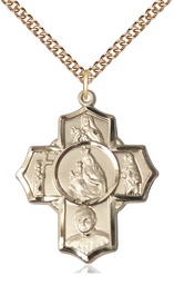 [5727GF/24GF] 14kt Gold Filled Carmelite 4-Way Pendant on a 24 inch Gold Filled Heavy Curb chain
