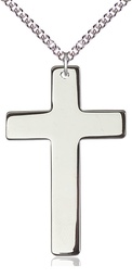 [5735SS/24SS] Sterling Silver Cross Pendant on a 24 inch Sterling Silver Heavy Curb chain