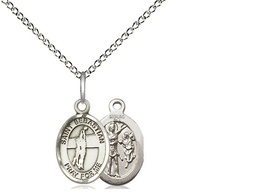 [9186SS/18SS] Sterling Silver Saint Sebastian Volleyball Pendant on a 18 inch Sterling Silver Light Curb chain