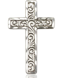[5737SS] Sterling Silver Knurled Cross Medal