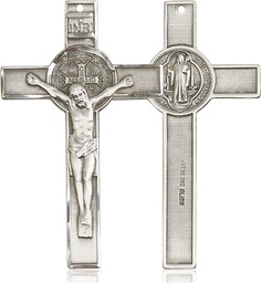 [5738SS] Sterling Silver Saint Benedict Crucifix Medal