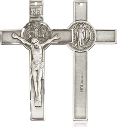 [5738SS] Sterling Silver Saint Benedict Crucifix Medal