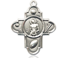 [5749SS] Sterling Silver 5-Way St Sebastian Medal