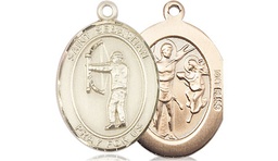[9189KT] 14kt Gold Saint Sebastian Archery Medal