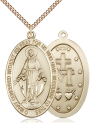 [5852GF/24GF] 14kt Gold Filled Miraculous Pendant on a 24 inch Gold Filled Heavy Curb chain