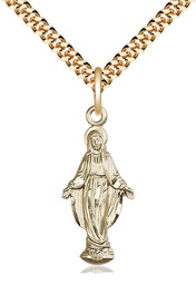 [5900GF/24G] 14kt Gold Filled Miraculous Pendant on a 24 inch Gold Plate Heavy Curb chain