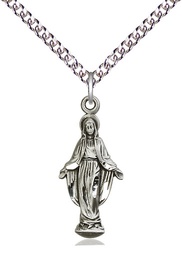[5900SS/24SS] Sterling Silver Miraculous Pendant on a 24 inch Sterling Silver Heavy Curb chain