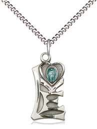 [5901SS/18S] Sterling Silver Miraculous Pendant on a 18 inch Light Rhodium Light Curb chain