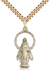 [5902GF/24G] 14kt Gold Filled Miraculous Pendant on a 24 inch Gold Plate Heavy Curb chain
