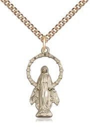 [5902GF/24GF] 14kt Gold Filled Miraculous Pendant on a 24 inch Gold Filled Heavy Curb chain