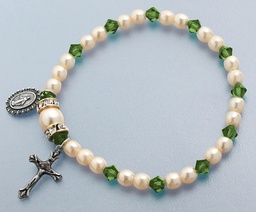 [45280/PD] Rosary Bracelet Stretch Peridot/Pearl