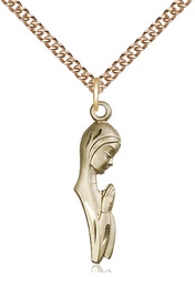 [5907GF/24GF] 14kt Gold Filled Madonna Pendant on a 24 inch Gold Filled Heavy Curb chain