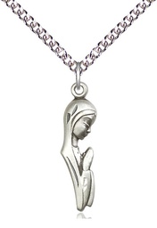 [5907SS/24SS] Sterling Silver Madonna Pendant on a 24 inch Sterling Silver Heavy Curb chain