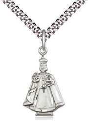 [5909SS/24S] Sterling Silver Infant Figure Pendant on a 24 inch Light Rhodium Heavy Curb chain