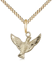 [5912GF/18G] 14kt Gold Filled Holy Spirit Pendant on a 18 inch Gold Plate Light Curb chain