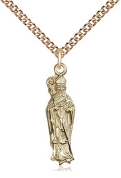 [5913GF/24GF] 14kt Gold Filled Saint Patrick Pendant on a 24 inch Gold Filled Heavy Curb chain
