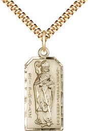 [5914GF/24G] 14kt Gold Filled Saint Patrick Pendant on a 24 inch Gold Plate Heavy Curb chain
