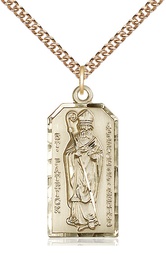 [5914GF/24GF] 14kt Gold Filled Saint Patrick Pendant on a 24 inch Gold Filled Heavy Curb chain