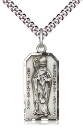 [5914SS/24S] Sterling Silver Saint Patrick Pendant on a 24 inch Light Rhodium Heavy Curb chain