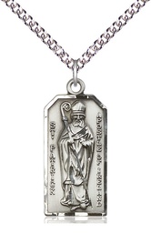 [5914SS/24SS] Sterling Silver Saint Patrick Pendant on a 24 inch Sterling Silver Heavy Curb chain