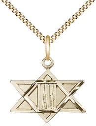 [5917GF/18G] 14kt Gold Filled I Am / Star of David Pendant on a 18 inch Gold Plate Light Curb chain