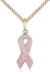 [5151PKGF/18G] 14kt Gold Filled Cancer Awareness Pendant on a 18 inch Gold Plate Light Curb chain