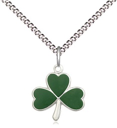 [5243SS/18S] Sterling Silver Shamrock Pendant on a 18 inch Light Rhodium Light Curb chain
