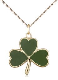 [5248GF/18GF] 14kt Gold Filled Shamrock Pendant on a 18 inch Gold Filled Light Curb chain