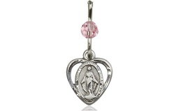 [5401LROSS] Sterling Silver Miraculous Medal with a Light Rose bead