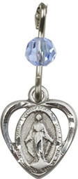 [5401LSASS] Sterling Silver Miraculous Medal with a Light Sapphire bead