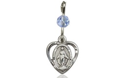 [5401LSASS] Sterling Silver Miraculous Medal with a Light Sapphire bead