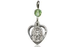 [5401PDSS] Sterling Silver Miraculous Medal with a Peridot bead