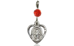 [5401RBSS] Sterling Silver Miraculous Medal with a Ruby bead