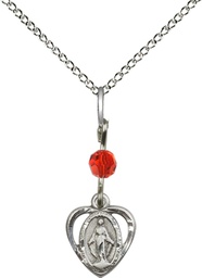 [5401RBSS/18SS] Sterling Silver Miraculous Pendant with a LSI bead on a 18 inch Sterling Silver Light Curb chain