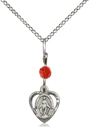[5401RBSS/18SS] Sterling Silver Miraculous Pendant with a LSI bead on a 18 inch Sterling Silver Light Curb chain