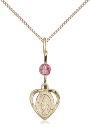 [5401ROGF/18GF] 14kt Gold Filled Miraculous Pendant with a Rose bead on a 18 inch Gold Filled Light Curb chain