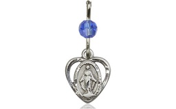 [5401SASS] Sterling Silver Miraculous Medal with a Sapphire bead
